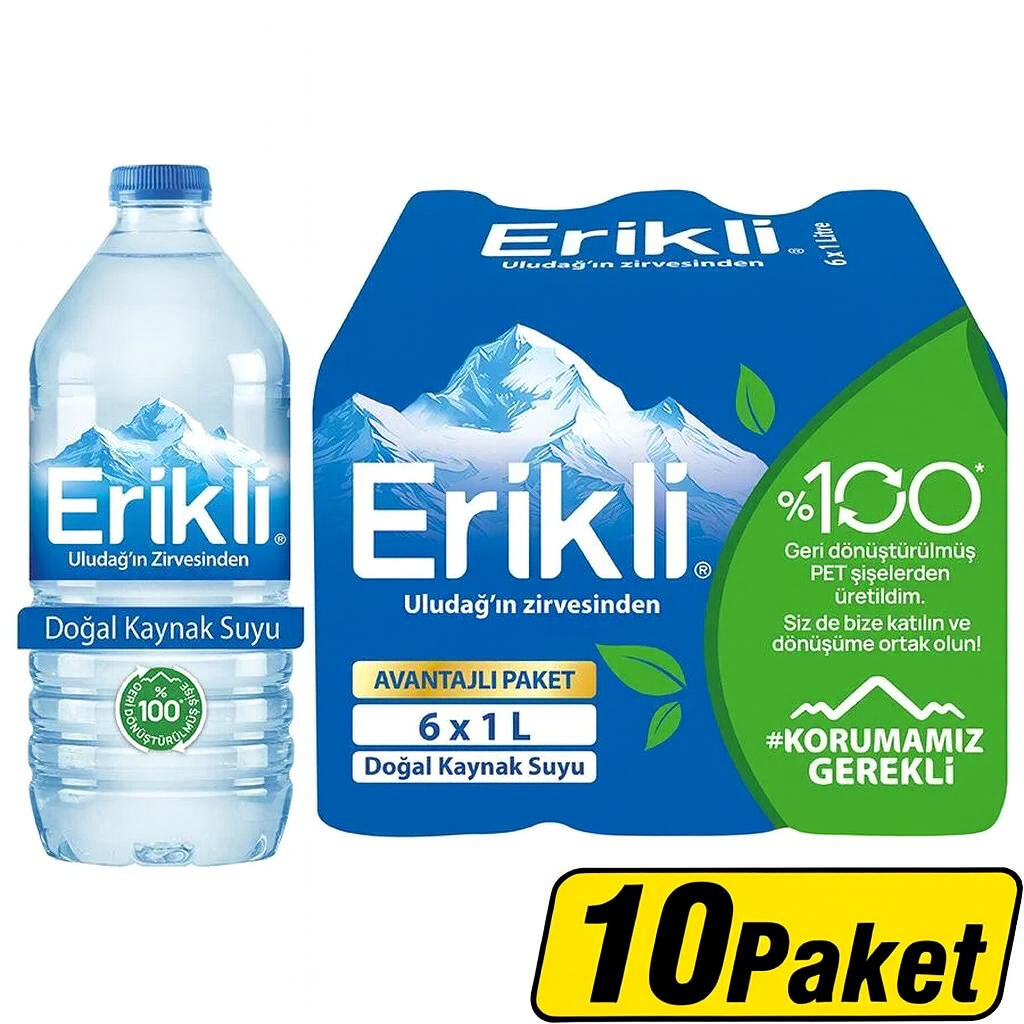 Erikli 1 Lt  Pet Şişe 6 lı x 10 Paket